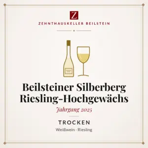 Etikett-Karte Beilsteiner Silberberg Riesling-Hochgewächs trocken 2025, Zehnthauskeller Beilstein