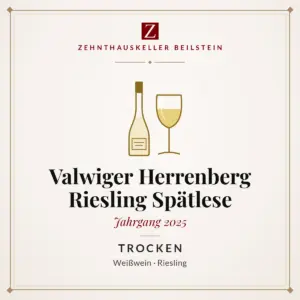 Etikett-Karte Valwiger Herrenberg Riesling Spätlese trocken 2025, Zehnthauskeller Beilstein