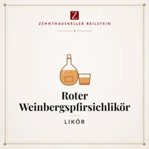 Etikett-Karte Roter Weinbergspfirsichlikör, Zehnthauskeller Beilstein