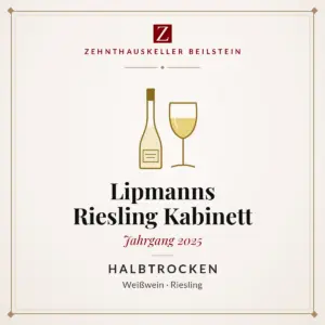 Etikett-Karte Lipmanns Riesling Kabinett halbtrocken 2025, Zehnthauskeller Beilstein