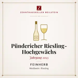 Etikett-Karte Pündericher Riesling-Hochgewächs feinherb 2025, Zehnthauskeller Beilstein