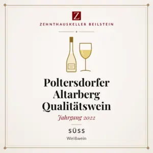 Etikett-Karte Poltersdorfer Altarberg Qualitätswein süß 2022, Zehnthauskeller Beilstein