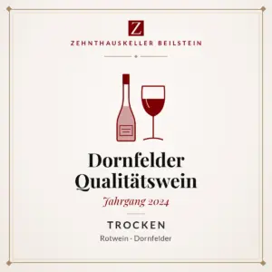 Etikett-Karte Dornfelder Qualitätswein trocken 2024, Zehnthauskeller Beilstein