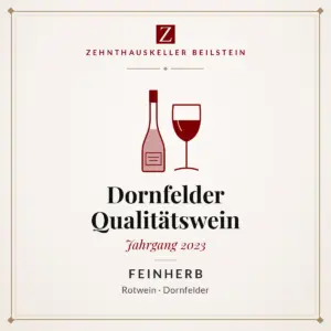 Etikett-Karte Dornfelder Qualitätswein feinherb 2023, Zehnthauskeller Beilstein