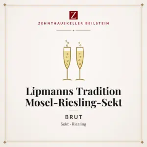 Etikett-Karte Lipmanns Tradition Mosel-Riesling-Sekt brut, Zehnthauskeller Beilstein